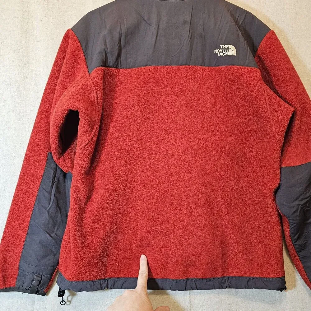 THE NORTH FACE Mens Denali Jacket v0100062 Polartec Fleece Full Zip Red Grey S